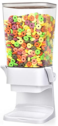 Mivvosakuki Cereal Dispenser Countertop Large Cereal Containers Storage Dispenser For Pantry Dry Food Dispenser Countertop Candy Dispenser Machine Rice Dispenser For Snack,Nuts, Granola(White,1PC)