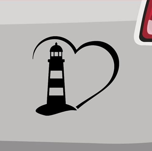 Generisch Leuchtturm Herz Aufkleber Sticker Sylt Strand Erholung Moin Moin Usedom 6,5x6cm Farbe: Schwarz