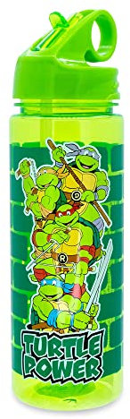 Teenage Mutant Ninja Turtles Bouteille d'eau avec paille rabattable | Carafe de sport en plastique sans BPA | Capacité : 591 ml