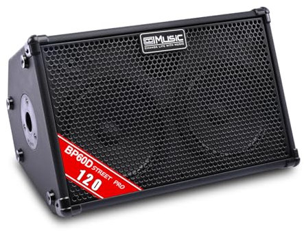 Coolmusic BP60D 60 W x 2 Lautsprecher batteriebetriebener Verstärker für Akustikgitarre, tragbarer Bluetooth-Lautsprecher mit Reverb Chorus Delay-Effekt, 7 Eingänge