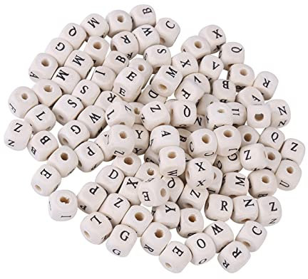 Holz-Buchstaben-Perlen, Silikon-Perlen, Ahorn, 100 Stück, Gemischte Ahorn-Perlen, Buchstaben, Lose Distanzperlen für die Herstellung von DIY-Schmuck