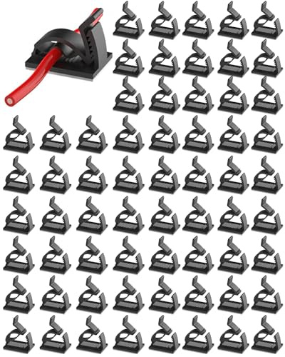 60PCS Hooks for Outdoor String Lights, Cable Light Clips Cord Holders, Heavy Duty Cable Clip Command Hooks with Adhesive Strips Waterproof for Hanging Christmas Light