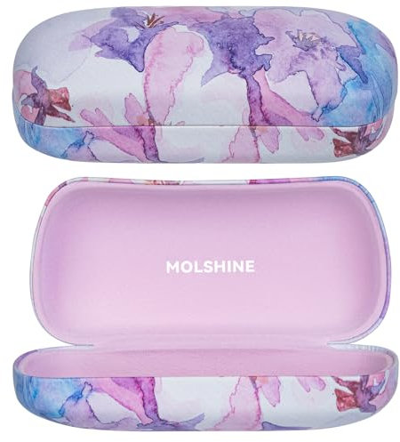 molshine Hartschalen-Sonnenbrillenetui,buntes und großes Hardcase Brillenetui für Sonnenbrillen mit Reinigungstuch(Lila)
