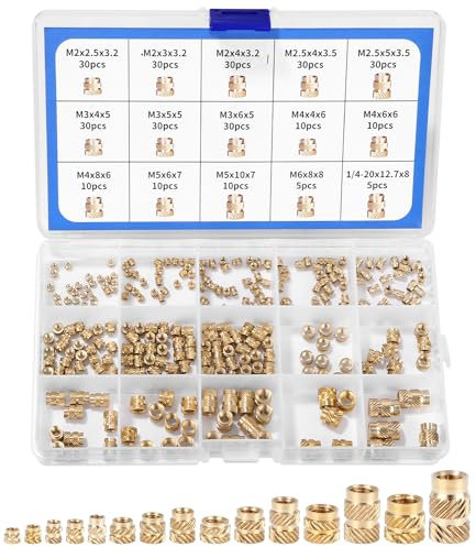 300 Pezzi Inserto Filettato, M2 M2,5 M3 M4 M5 M6 Inserti Filettati Zigrinati dadi in Ottone, Inserti Filettati, Dado Inserto Filettato per Stampate in 3D, Parti in Plastica
