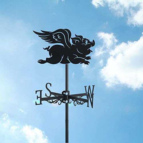 Wetterfahne aus Metall mit Schwein, Ornament, Wetterfahne, Kunst-Dekor, Edelstahl, langlebig, Richtungsanzeige, Windfahne, Messwerkzeug, Garten, Hof, Dachhalterung