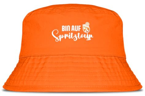 Prozente Momente Bin auf Spritztour Fischerhut | Anglerhut | Sonnenhut | Sommer | Party | Lustige Sprüche | OneSize | Malle | hochwertig | Orange