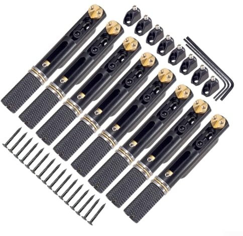 PETSTIBLE Headless Guitar Bridge, Professional 1 Set of 8 String Headless Guitar Bridge Replacement Accessories(Black), 618FDZ465OKD7764GT575UW4BW