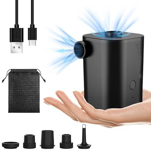 OXNSHEJW Electric Air Pump for Inflatables, Rechargeable Portable Electric Pump, Electric Airbed Pump with 5 Nozzles Balloon Pump for Paddling Pool, Airbed, Mattress, Swimming Pool