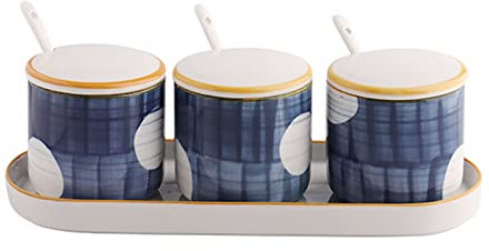 Taza de azúcar Azucarero de cerámica, azucarero de cerámica con tapa, azucarero estilo con tapa, juego de tarros de almacenamiento, salero de porcelana de color sólido, for barra de café, cocina-b-3 S