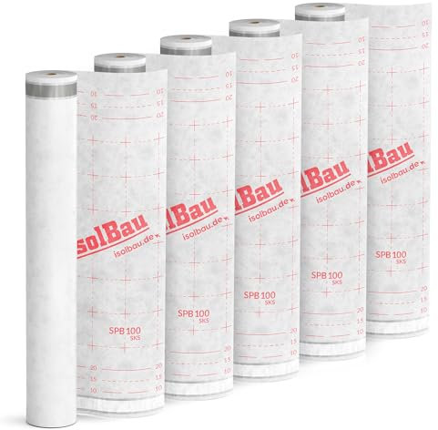 Isolbau Unterspannbahn Dach SPB 100 SKS, 375 m² Rolle (1,5 x 250 m) - Dampfdurchlässige Unterdeckbahn mit 2 Klebestreifen - Selbstklebende Dachfolie 100 g/m² - witterungbeständig und wasserdicht