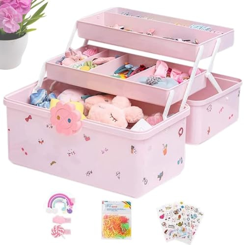 Generisch Haarschmuck Aufbewahrung Mädchen, Rosa Aufbewahrungsbox Für Haarschmuck Schmuckbehälter, Rosa Haarschmuck-Baby-Aufbewahrungsbox, Niedlicher Schmuck Organizer Für Schlafzimmer Wohnheim