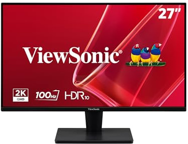 ViewSonic VS2725-2K 27 Inch 1440p Monitor, IPS Display with 100Hz for Smooth Home and Office Viewing, Eye Care Technology, HDMI, and DisplayPort Inputs
