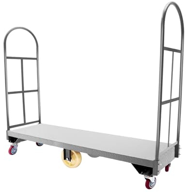U-Boat Platform Truck Dolly, 2000 LBS Steel Deck Utility Cart Platform Hand Truck Cart, Trolley Steel Cart with Six Wheels, Heavy Duty Industrial Hand Trucks for Warehouse (64.6x 15.7x51.2)