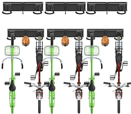 Mimoke Soporte de pared para bicicleta con gancho para casco, solución estable y ahorra espacio para garajes y apartamentos, fácil montaje, almacenamiento perfecto para tu bicicleta y accesorios (para