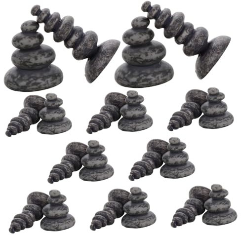ifundom 20pcs Resin Stacked Rock Garden Statues for Aquarium and Fish Tank Decoration, Vintage Layered Rock Design 4 and 7 Layers, Enhancing Depth and Dimensionality for Miniature Garden