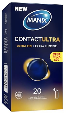 Manix Contact Ultra: Boite de 20 Préservatifs pour Homme, Ultra-Fins et Extra Lubrifiés pour des Sensations Intactes