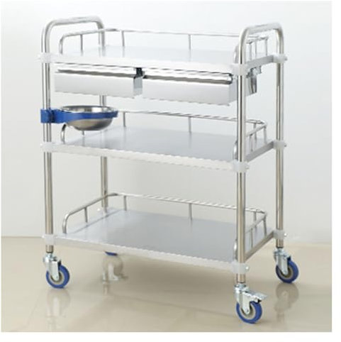 Aufbewahrungswagen, Bremsbarer Schönheitssalonwagen Aus Metall, Aufbewahrungsregal-Organizer-Werkzeugwagen Mit 2 Schubladen, For Schönheitssalon, Klinik, Büro, Zuhause, Badezimmer, Küche(86x48x80cm-3