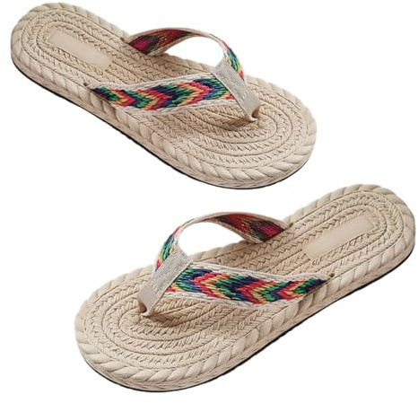 COLLBATH Pantoufles D'extérieur pour Femme en Imitation Paille, Sandales de Plage Confortables et Antidérapantes Semelle en Caoutchouc, pour L'été la Plage Couleur Aléatoire