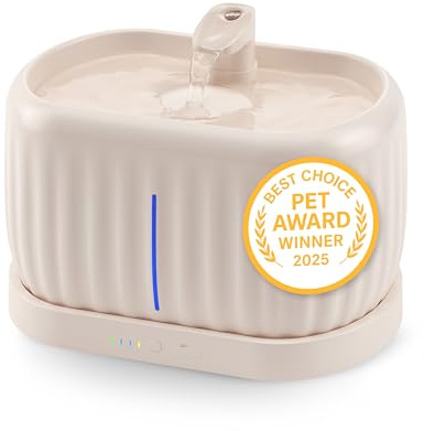 Pretty Paw Trådlös kattfontän med rörelsesensor – 3 lägen, 45 dagars batteri, 3 l filtertank – färskt vatten när som helst, tyst och flexibel placering – Pure Flow Max