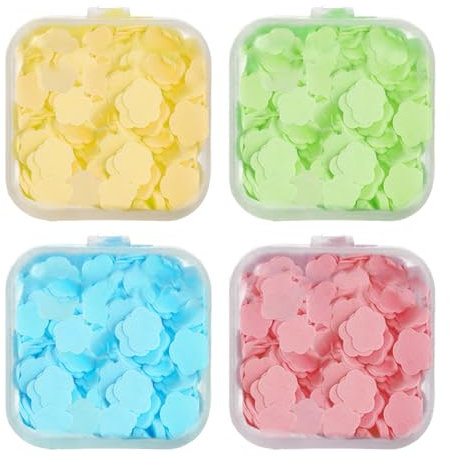 JEYORZY 4 scatole di compresse di Sapone USA e Getta,Fogli di Sapone da Viaggio,Sapone Portatile in foglietti, per il Bagno, il Campeggio, Viaggi Uscite