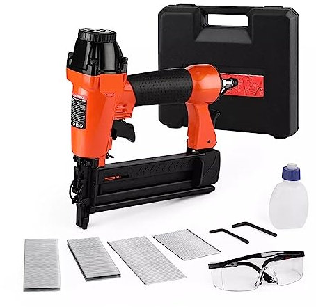 Agrafeuse Murale, Pistolet à ongles pneumatique meubles Brad cloueuse pistolet pneumatique cadre en bois agrafeuse outil pneumatique outils électriques avec agrafes 400 pc pour Tapisserie, Matériel de
