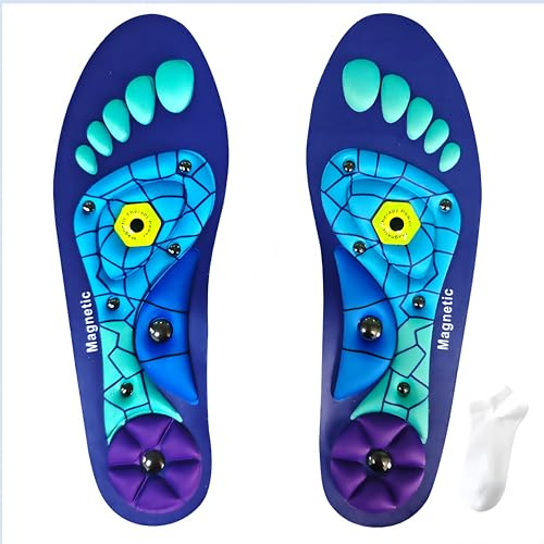 Magnetic Insoles for Men and Women，Foot Massage Shoe Inserts with Arch Support,Bring a Comfortable Experience， Non-Slip Cushioning and All-Day Comfort (Blue, S/4-7)