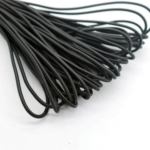 1/2/3/4/5mm Cordón De Banda Elástica Redonda Goma Elástica Blanco Negro Goma Elástica para Coser Prendas De Bricolaje Accesorios, Black, Diameter 2mm