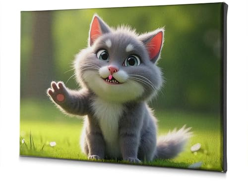 Piatti decorativi adorabile gattino che sventola alla luce del sole tela immagine decorativa decorazione sala da pranzo decorazione shabby chic (20 x 30 cm)