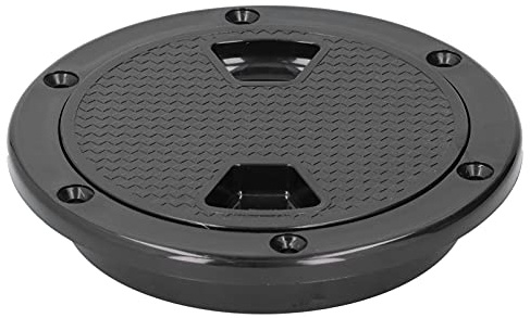 Riuulity Plaque de Pont de Bateau Noire de 4 Pouces, Couvercle de Trappe D'inspection Rond en ABS, Accessoire Marin, Matériau Plastique Sûr pour éviter Les Pertes Inutiles