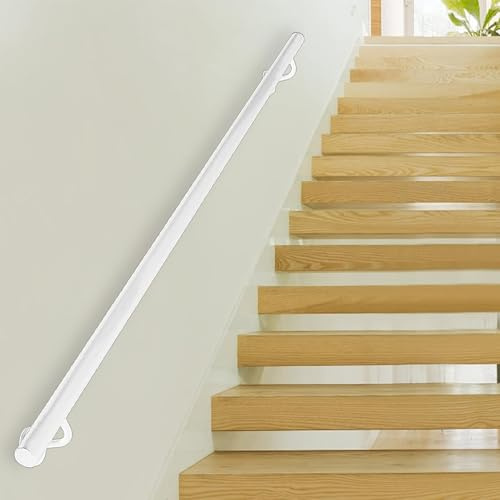 Lanmmraifc Pasamanos de Escalera para escaleras de Interior y Exterior, Kit de Barra de Seguridad con Soportes para decoración Moderna del hogar, Color Blanco(500cm)