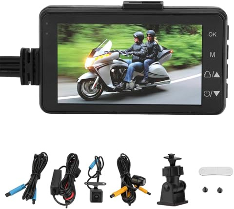 Miosugo Caméra de tableau de bord avant et arrière pour moto, 1080p, étanche IP68, caméra 120 degrés