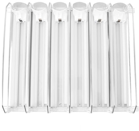Srliya Organizador de Bebidas para el Refrigerador ABS 6 Filas Ajustables Fácil de Carga de Carga Glide de Deslizamiento Puede Dispensador de Bebidas de Cerveza (Blanco)