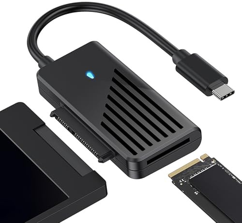 Puiseno SATA USB Adapter M.2 NGFF/NVME Gehäuse, SATA auf USB 3.1 Adapter für 10Gbps 2,5 & 3,5 SSD/HDD Mit 12V 2A Netzteil Kompatibel mit Windows, Mac und Linux