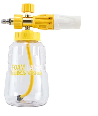 Fauhapyway Lancia schiuma per lavaggio auto, ugello spray regolabile da 1 l, controllo della concentrazione della maggior parte delle idropulitrici (giallo)