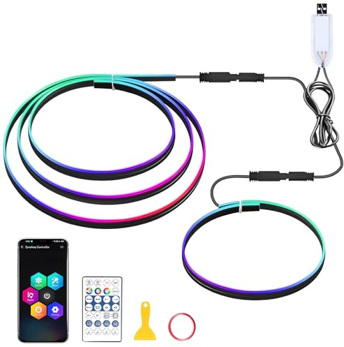 Ambientebeleuchtung Auto - 110 cm+35 cm LED Innenbeleuchtung, USB Auto Innenraumbeleuchtung, 168LEDs RGB Ambiente Beleuchtung, Musik Sync Neon Rope Light für Autos Unterstützt die Bluetooth-Steuerung