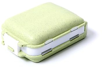 QUXVUIS Portapillole Contenitore Pieghevole Multi Griglie Tablet Organizer Borsa di Stoccaggio Divisori per Compresse Dispenser di Assistenza Sanitaria da Campeggio, verde paglierino