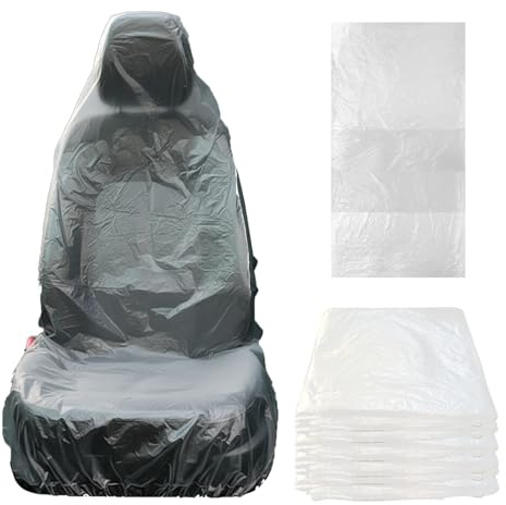 CAAGGMM Funda Asiento Coche Desechable, 120 Piezas 140 x 80 cm Fundas para Coches Asientos, para Entregas, Transporte e Inspección de Vehículos, Transparente
