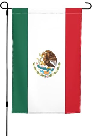 Drapeau du Mexique imprimé pour patio, 30,5 x 45,7 cm, convient pour balcon, terrasse et décoration de pot de fleurs.