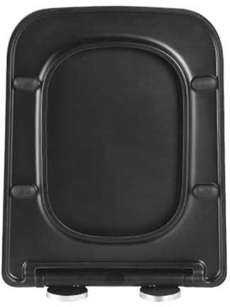 Giural Schwarz,Toilettendeckel Eckig WC Sitz Mit Absenkautomatik, Klodeckel Weiß, Klobrille Aus PP, Toilettensitz WC Deckel Abnehmbar, Einfache Reinigung, Toilettenbrille Quadrat