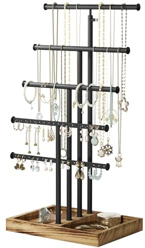 Love-KANKEI Schmuckständer Schmuck Organizer Ketten Aufbewahrung Braun | Schmuckhalter Kettenständer Schmuck Ständer, Schmuckaufbewahrung für Ketten Ohrringen Ringen Uhren Armbändern