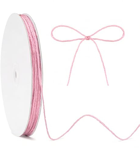 KINGLAKE 100m Pink Jute String, 2mm Hemp Thin Rope String for Gift Wrapping, Crafts, Christmas Decorations, Valentine's Day Presents