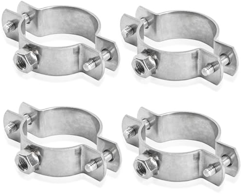 PRIOstahl® Rohrschellen aus Edelstahl V2A f. Stockschrauben - Rohrhalter Rohrbefestigung Rohr (1 1/4 Zoll, 38-45mm, 4 Stück)