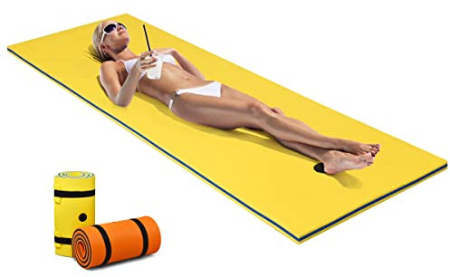 GOPLUS Flotteur Piscine,Hamac Flottant Tapis d'eau Flottant en Mousse Durable pour Lacs, Piscines et Plage, Matelas Gonflable, 210X66X3,5CM (Jaune)
