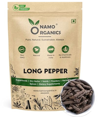 Namo Organics - Poivron long entier – 75 g de pipal/pippali – Récolte fraîche de taille Jumbo (75 g)
