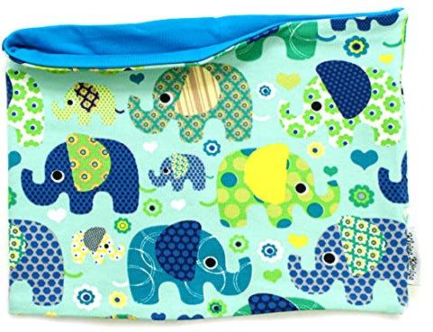 Kleine Könige Loop Schal Kinder Jungen bis 10 Jahre · Modell Elefant Elefantenparty türkis, petrol · Ökotex 100 zertifiziert · Made in Germany