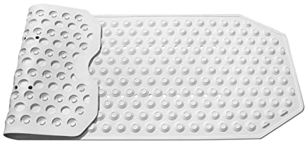KMINA Badewannenmatte rutschfest 104 x 40 cm, XXL aus Naturkautschuk | Antirutschmatte mit 153 Saugnäpfen, Badewanneneinlage schimmelresistent, BPA frei, Abflusslöcher, Antibakteriell, Weiß