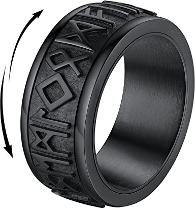 FindChic Herren Damen Spinner Fingerring Personalisierter Viking Rune Bandring drehbarer Fingerring mit Geschenkebox für Valentinstag Geburtstag