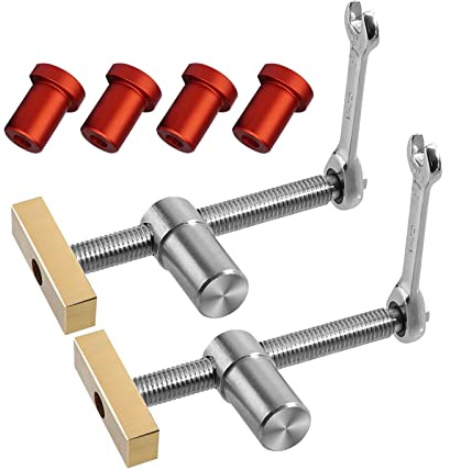 Strumento ausiliario per banco da lavoro con 4 cani da panchina, per la lavorazione del legno, morsetto a clip fisso, morsa in ottone, posizionamento fai da te per foro piallatura (19 mm, rosso)