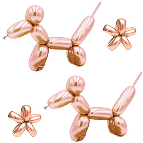 Chrome Metallic 260q Modelling Balloons - Rose-Gold Long Twisting Balloons for Clowns, Birthdays & Magic - 20pcs