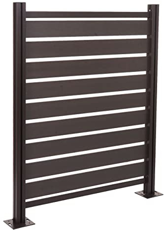 Pannello base recinzione fendivista bidoni box rifiuti HWC-K57 alluminio aspetto legno 130x110x6cm antracite